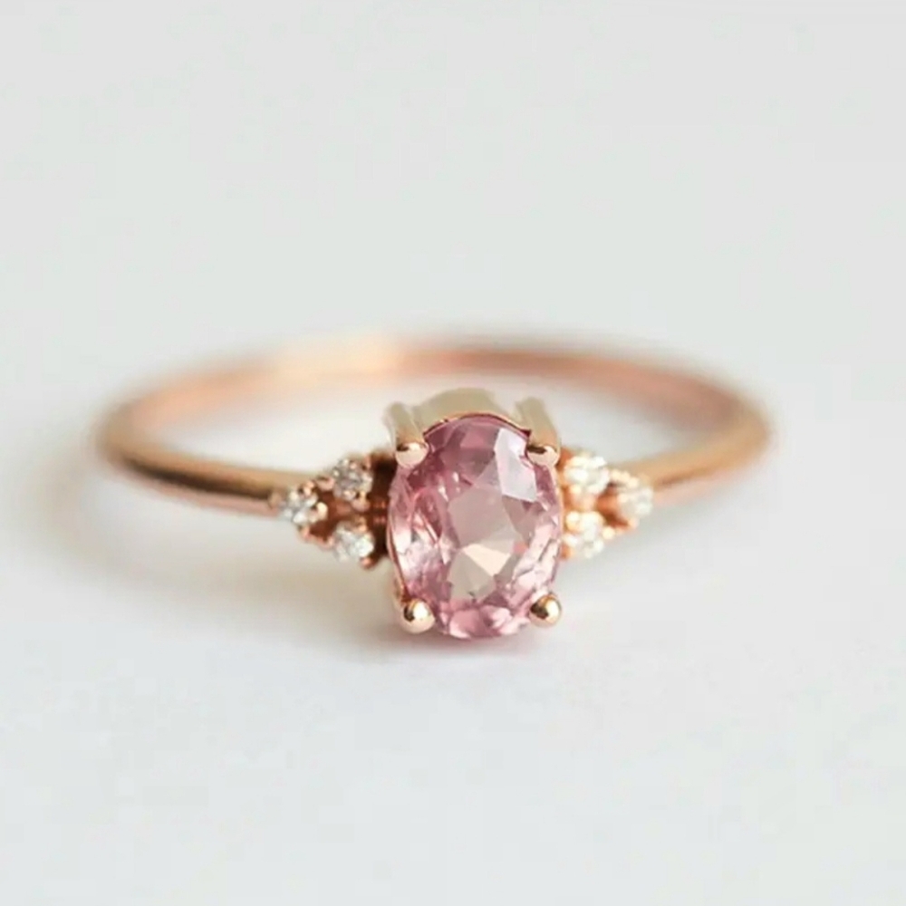 Pink Sapphire Oval Cluster Statement Ring